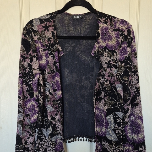 MSK Tops - MSK Women's Floral Jacket - Black and Purple